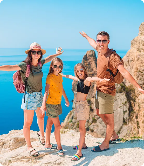 Famille profitant d’un séjour organisé par la Fondation